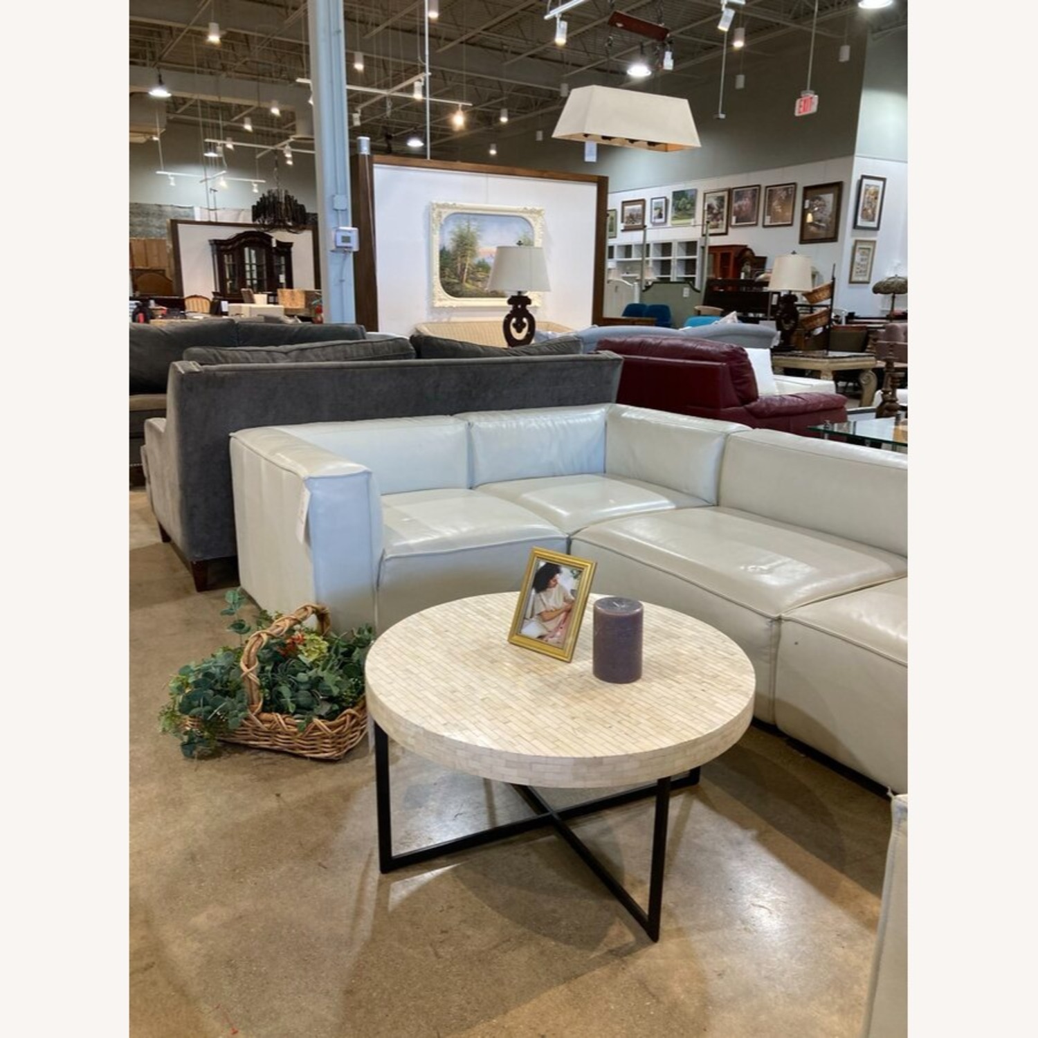 6pc Remi Modular Leather Sectional Off White  - image-3