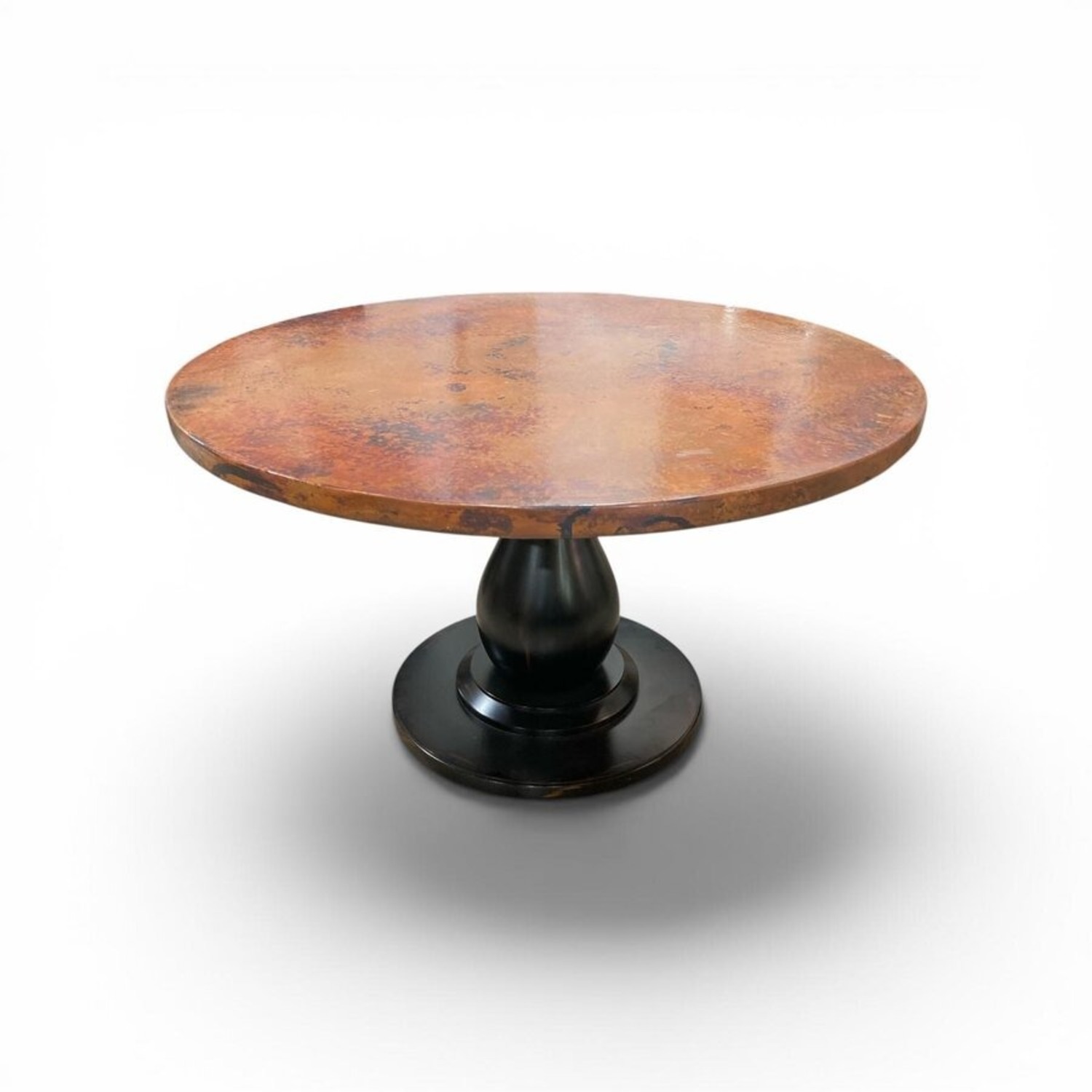 Hand Hammered Copper Top Pedestal Dining Table - image-1