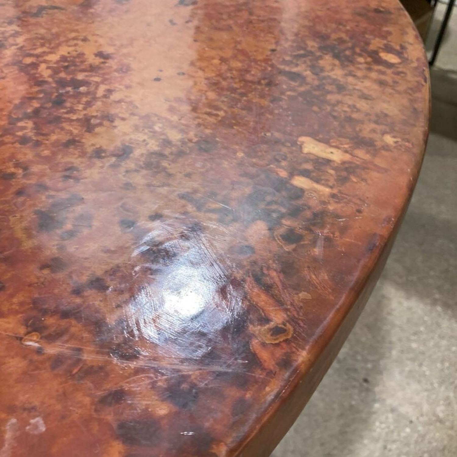 Hand Hammered Copper Top Pedestal Dining Table - image-6