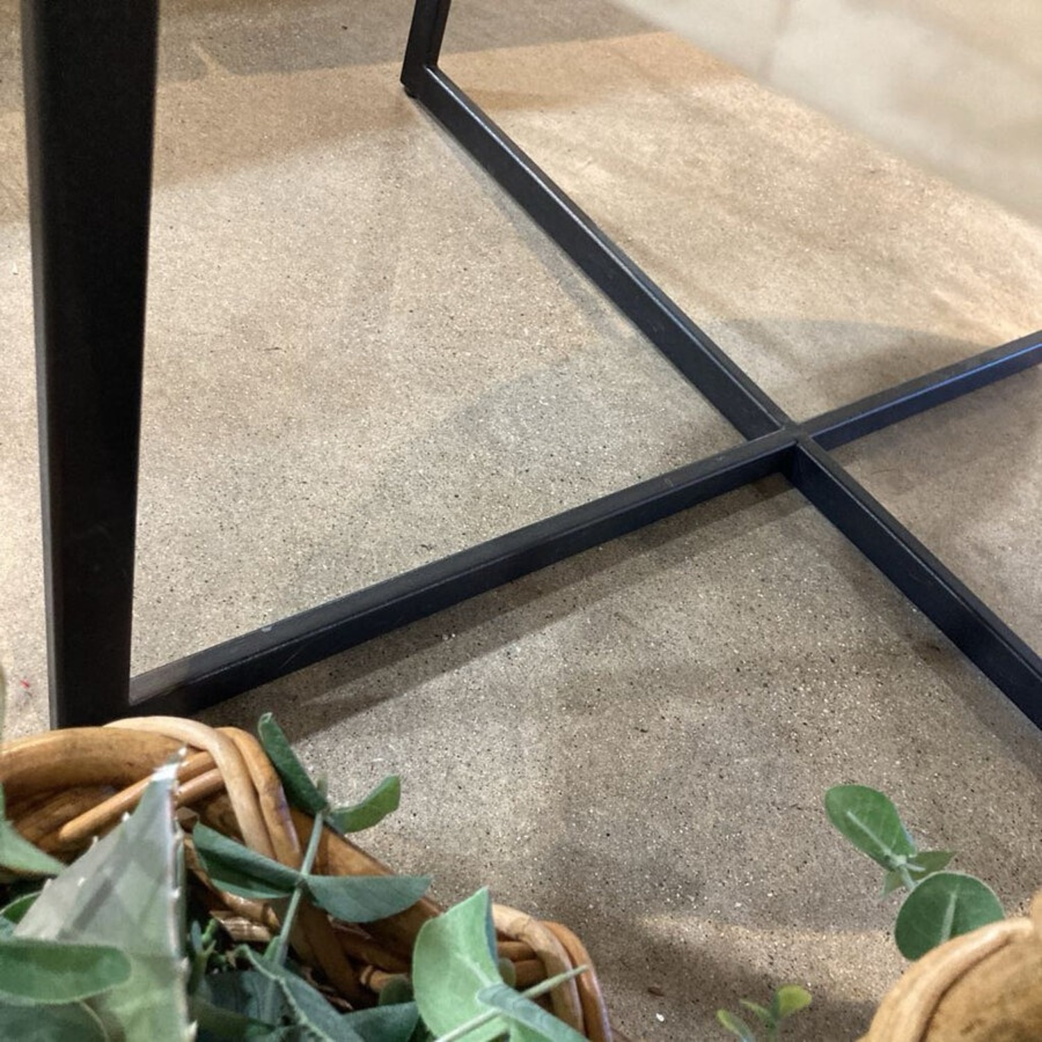 Bone Inlay Mosaic Metal Cross Base Coffee Table - image-8