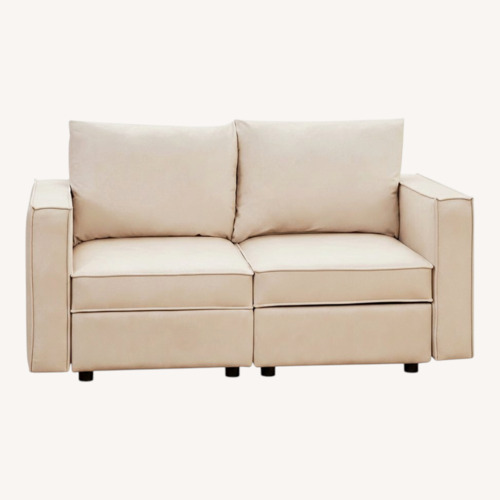 Used Amazon White Faux Leather Loveseat for sale on AptDeco
