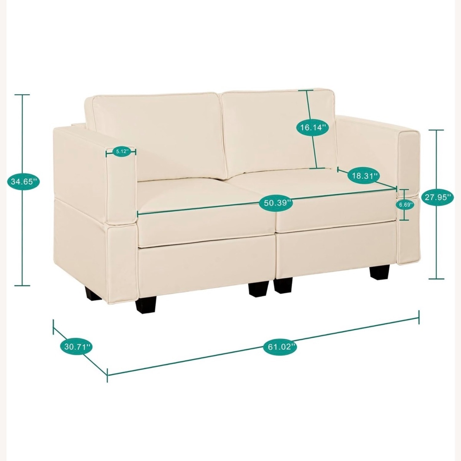 Amazon White Faux Leather Loveseat - image-1