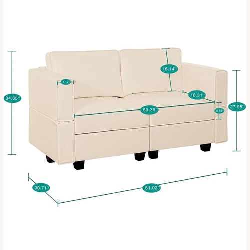 Used Amazon White Faux Leather Loveseat for sale on AptDeco