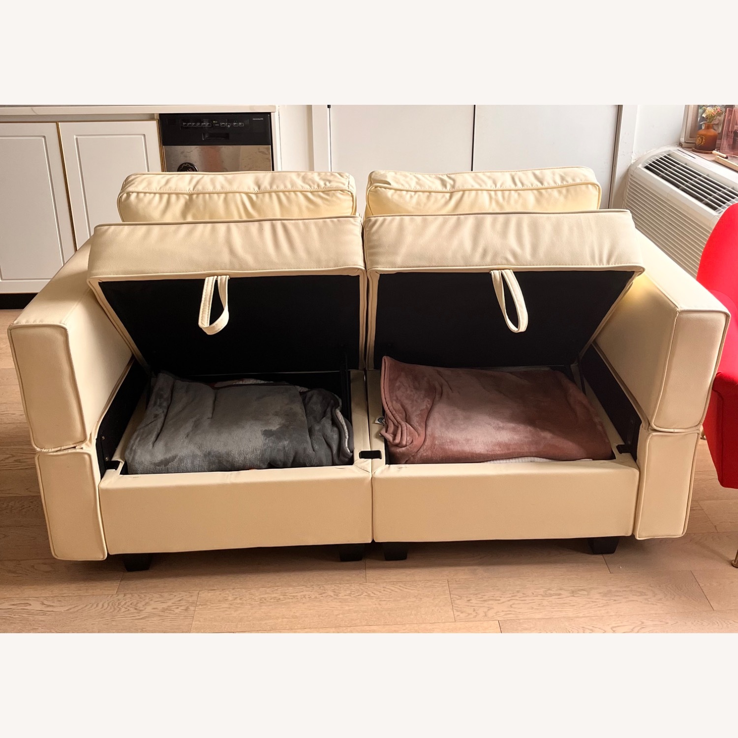 Amazon White Faux Leather Loveseat - image-3