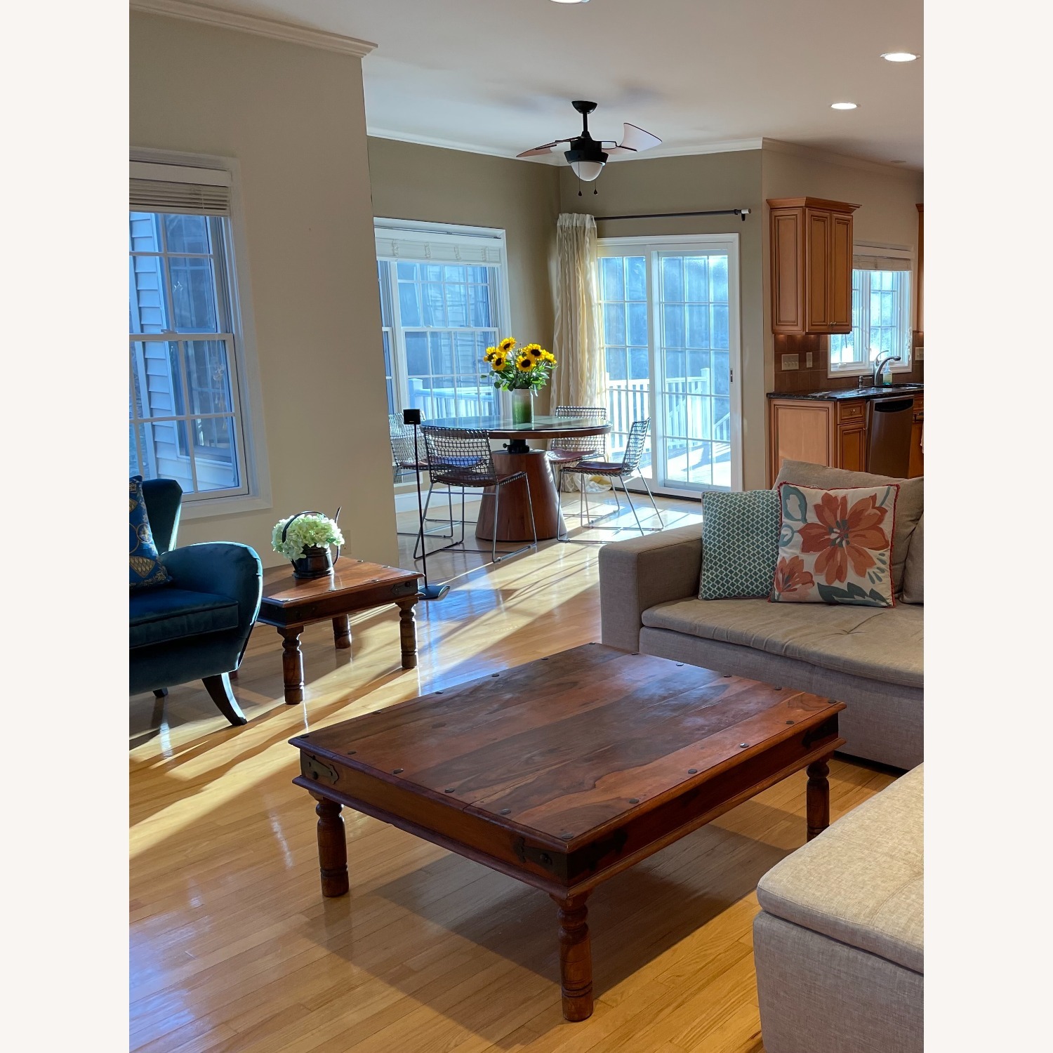 A Set Antique Natural Wood Coffee Tables - image-1