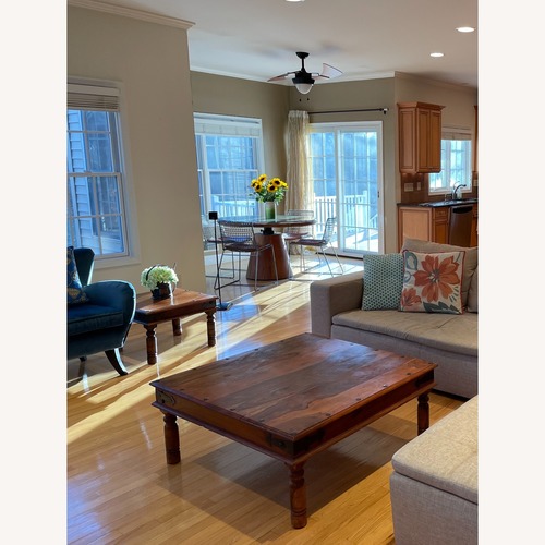 Used A Set Antique Natural Wood Coffee Tables for sale on AptDeco