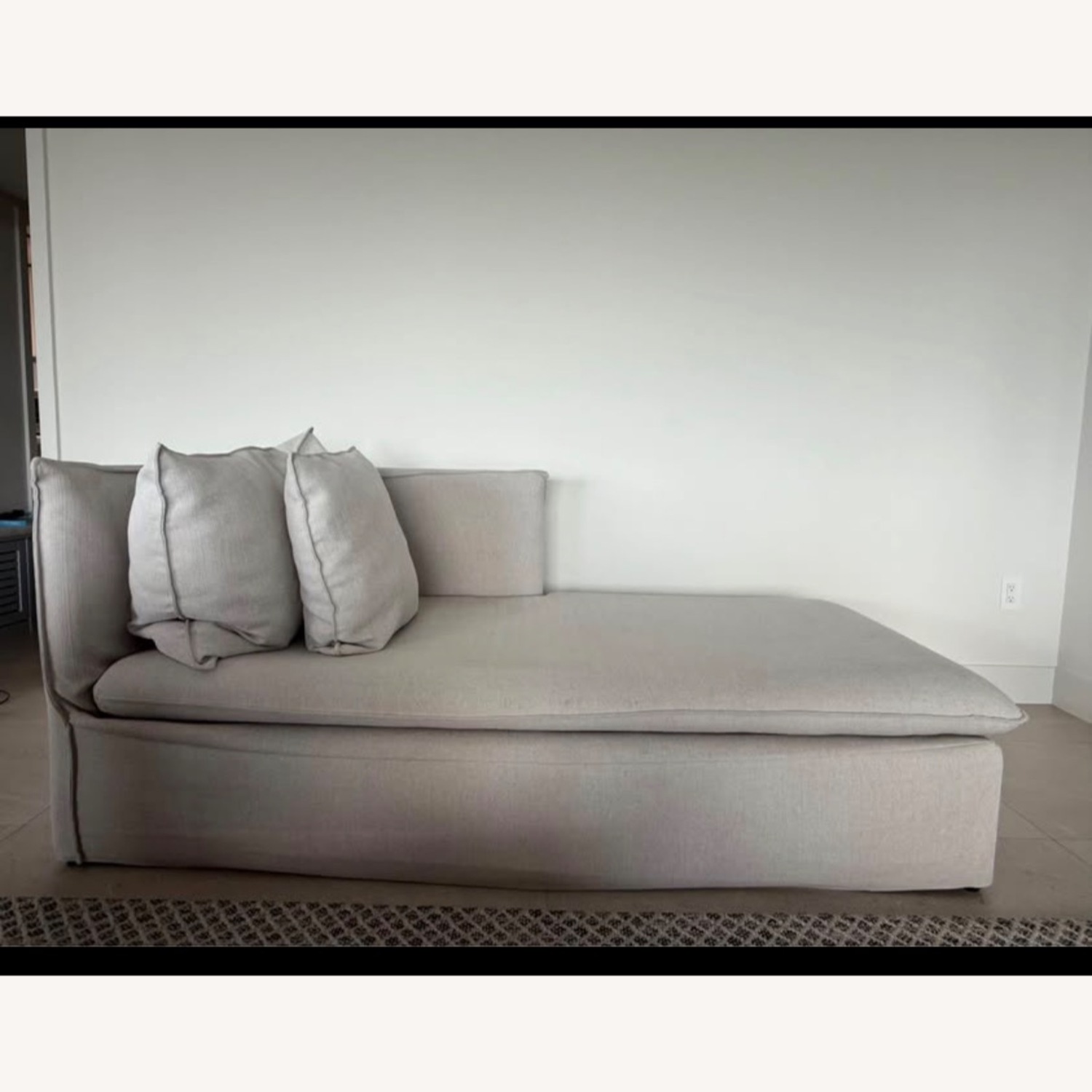 Light Gray Fabric Chaise Lounge - image-1