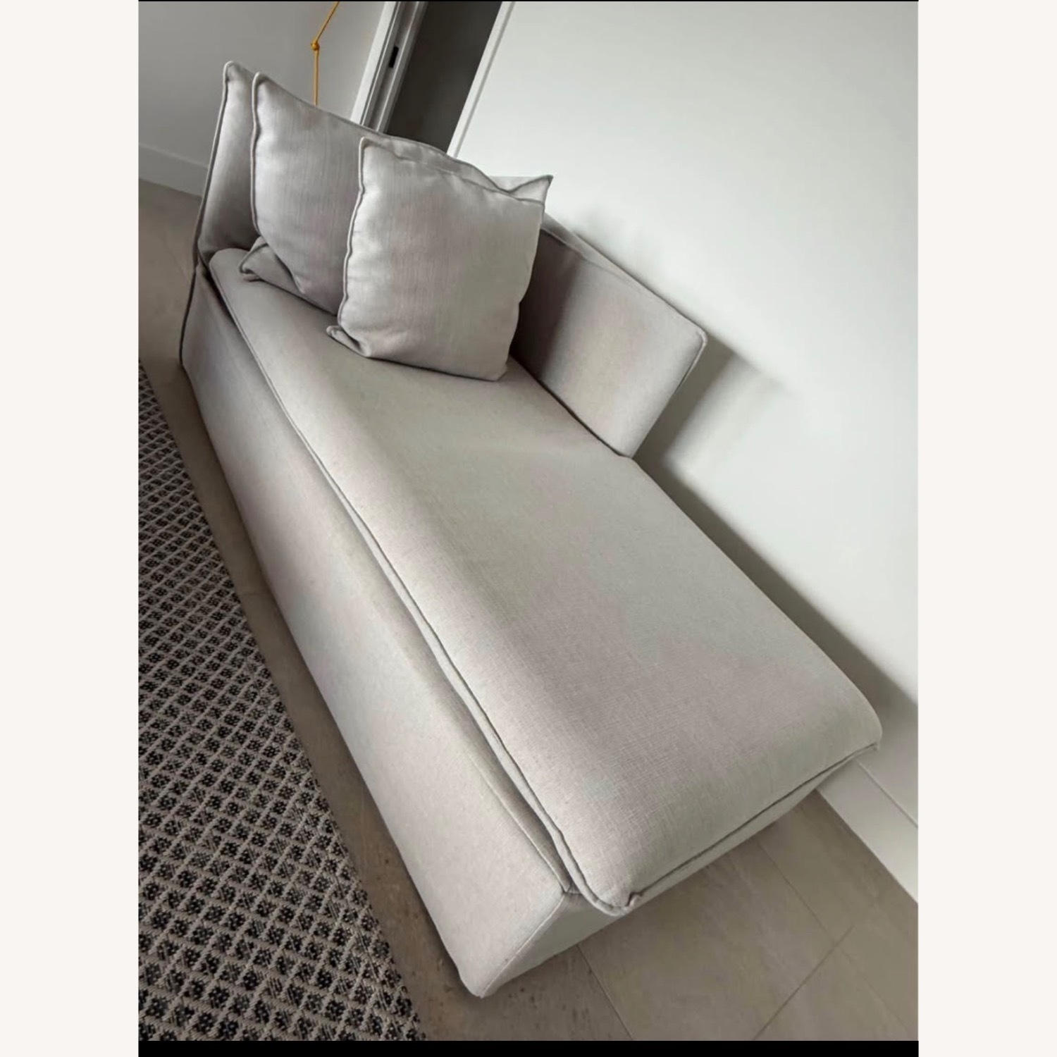 Light Gray Fabric Chaise Lounge - image-3