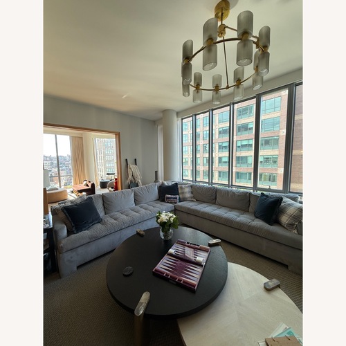 Used Light Gray Velvet 3+ Piece Sectional for sale on AptDeco
