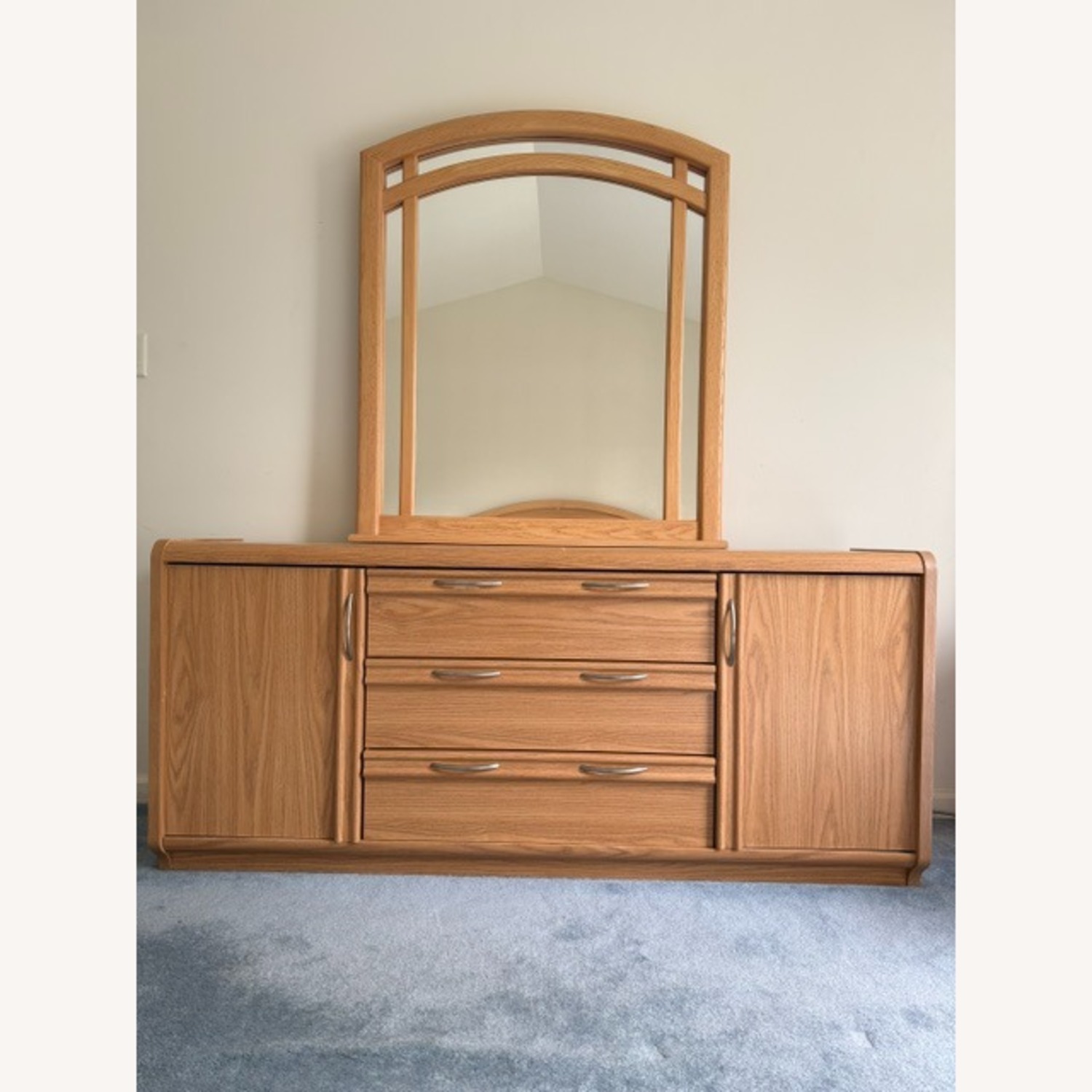 Modern Oak Wood Dresser with Mirror - image-3