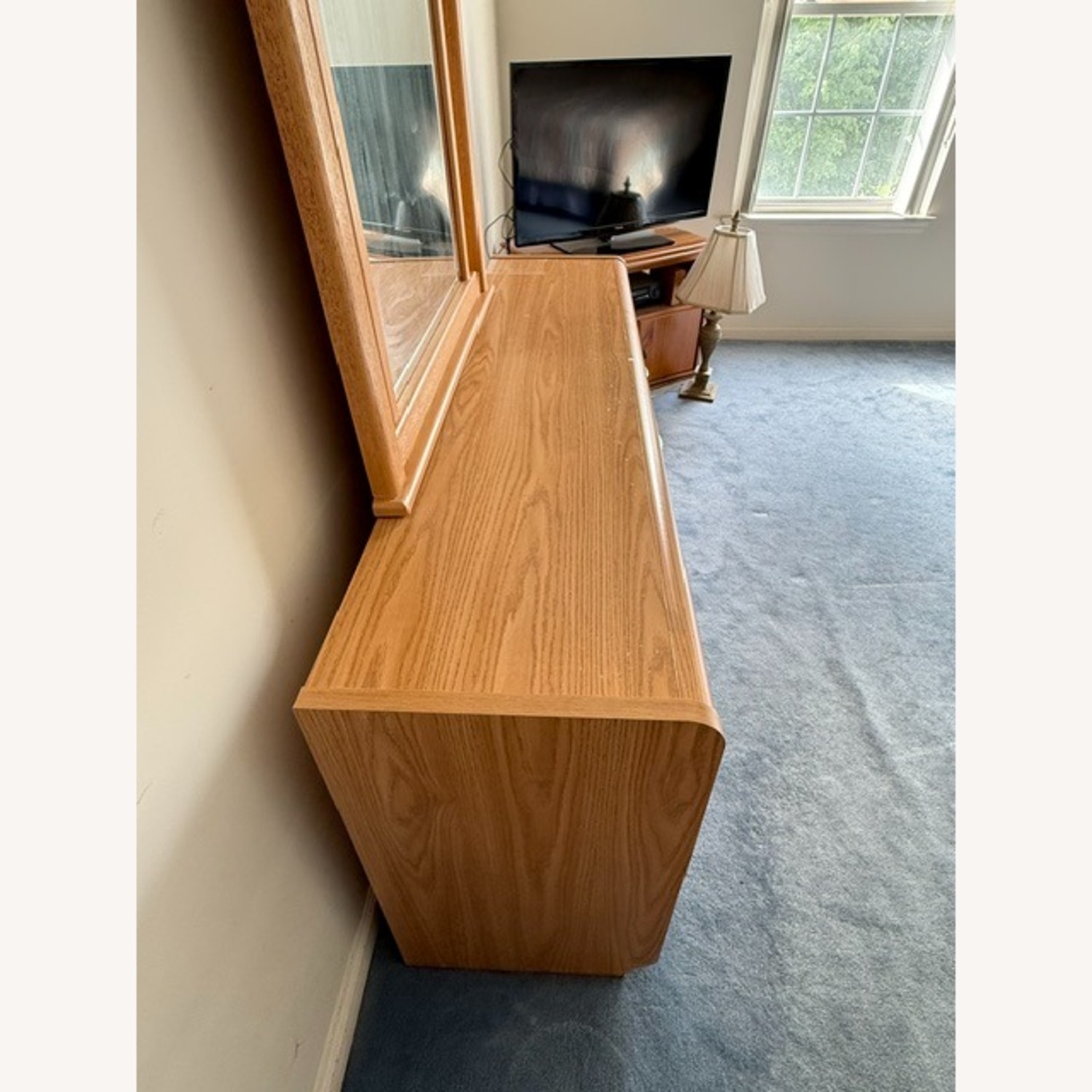 Modern Oak Wood Dresser with Mirror - image-5