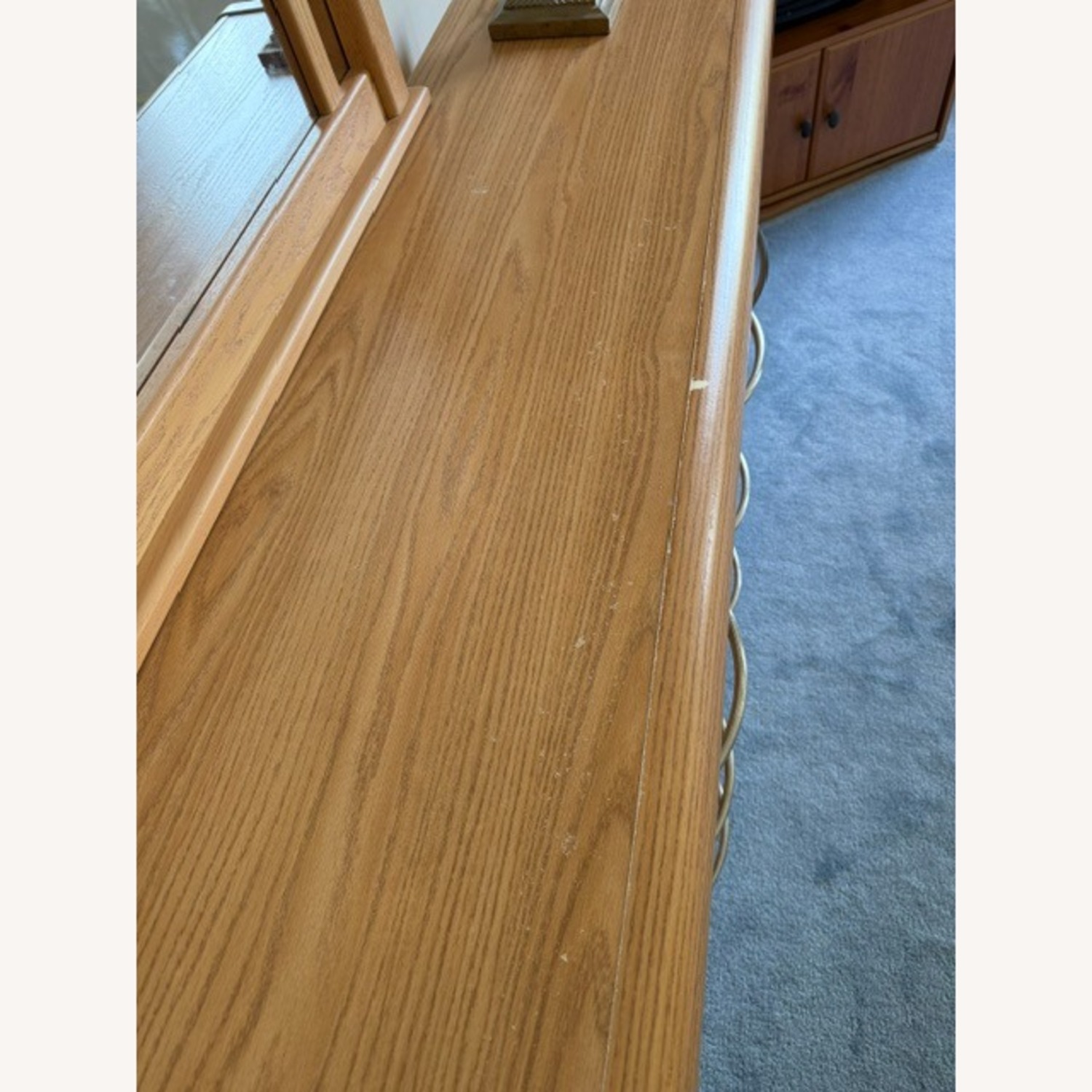 Modern Oak Wood Dresser with Mirror - image-12