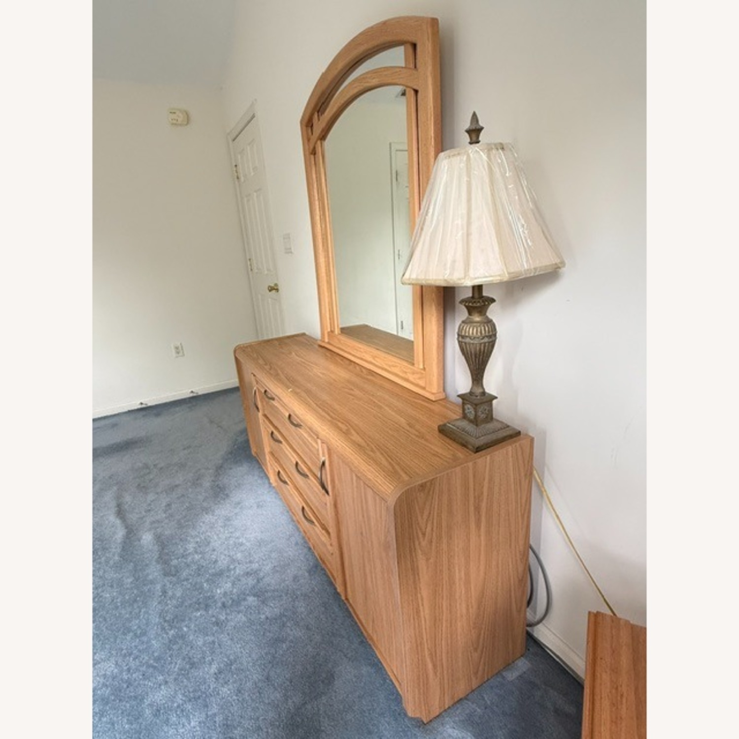 Modern Oak Wood Dresser with Mirror - image-11