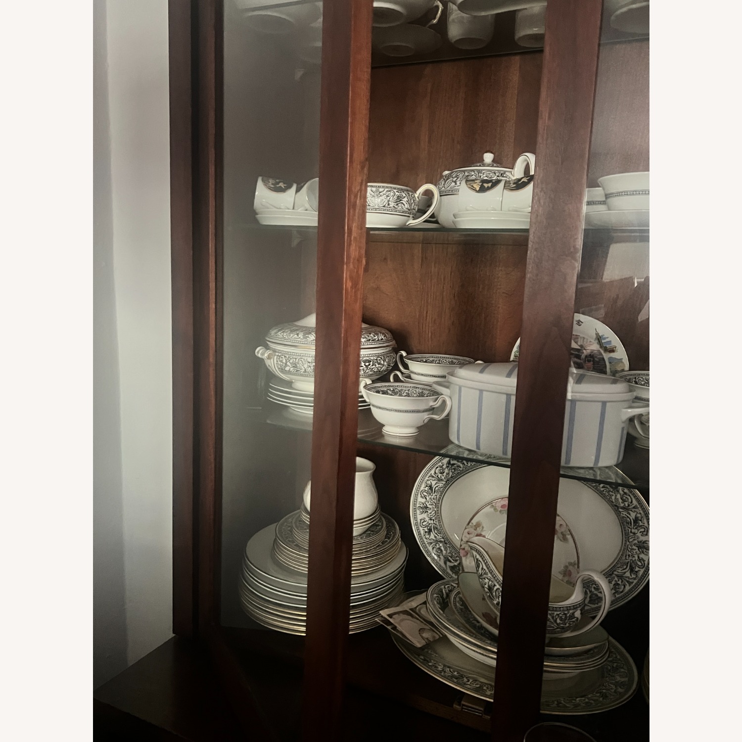 Vintage/Antique Dark Brown Wood Wall Unit - image-3