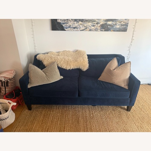 Used West Elm Paidge Blue Velvet 2 Seater Sofa for sale on AptDeco