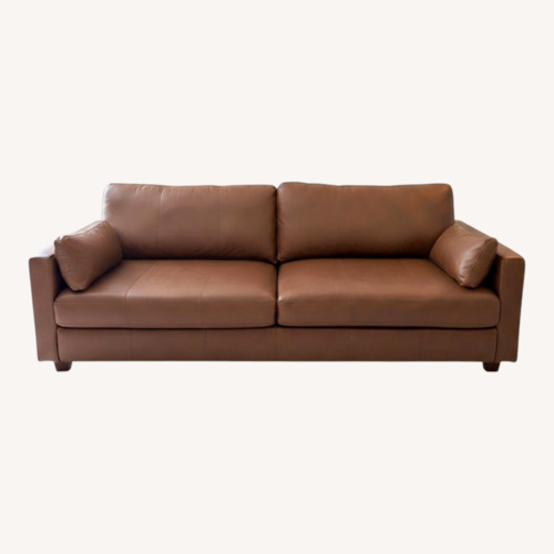 Used Roy's Furniture Dark Brown Leather 2 Seater Sofa for sale on AptDeco