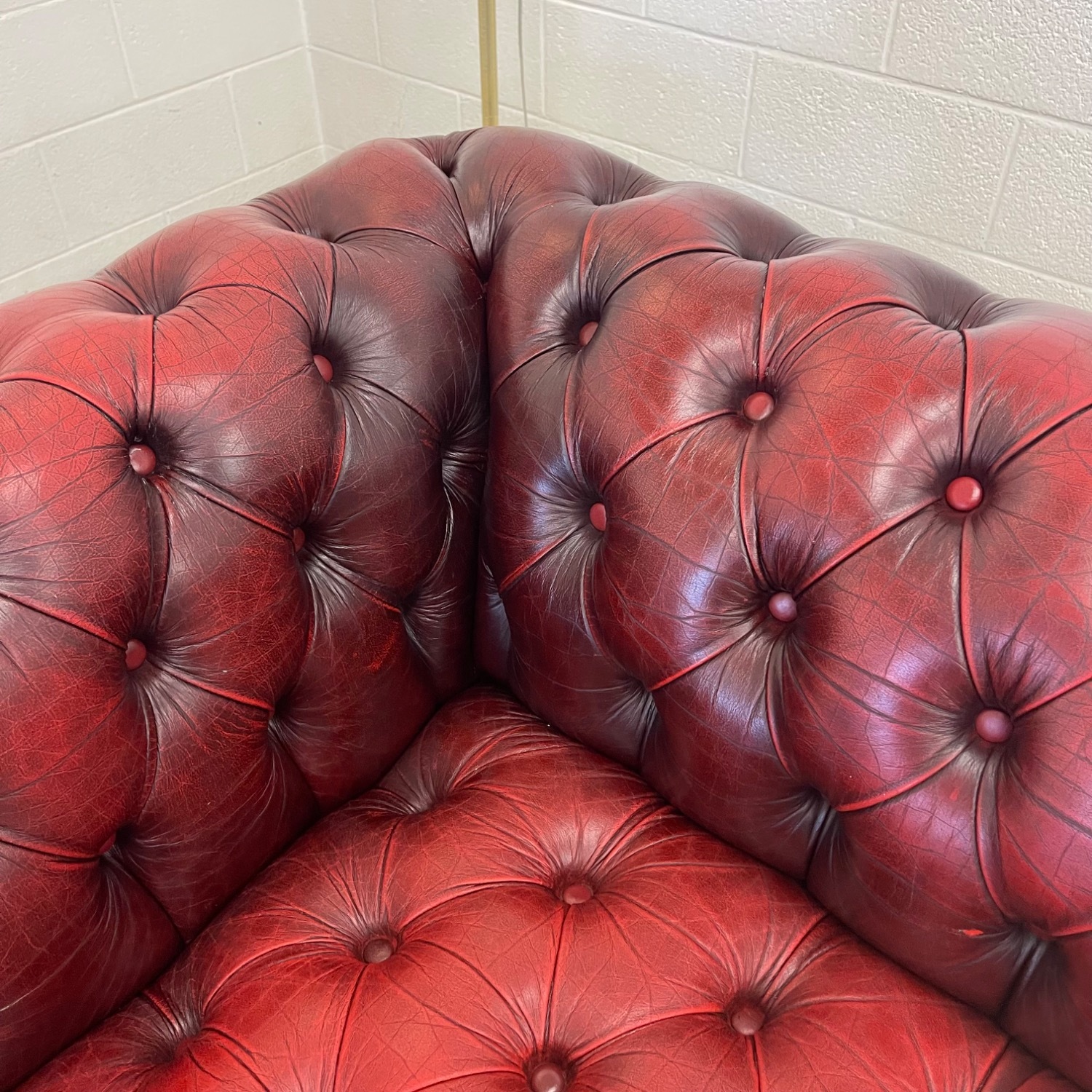 Vintage Oxblood Tufted Leather Chesterfield Sofa - image-3