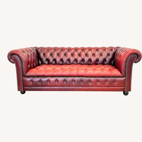 Used Vintage Oxblood Tufted Leather Chesterfield Sofa for sale on AptDeco