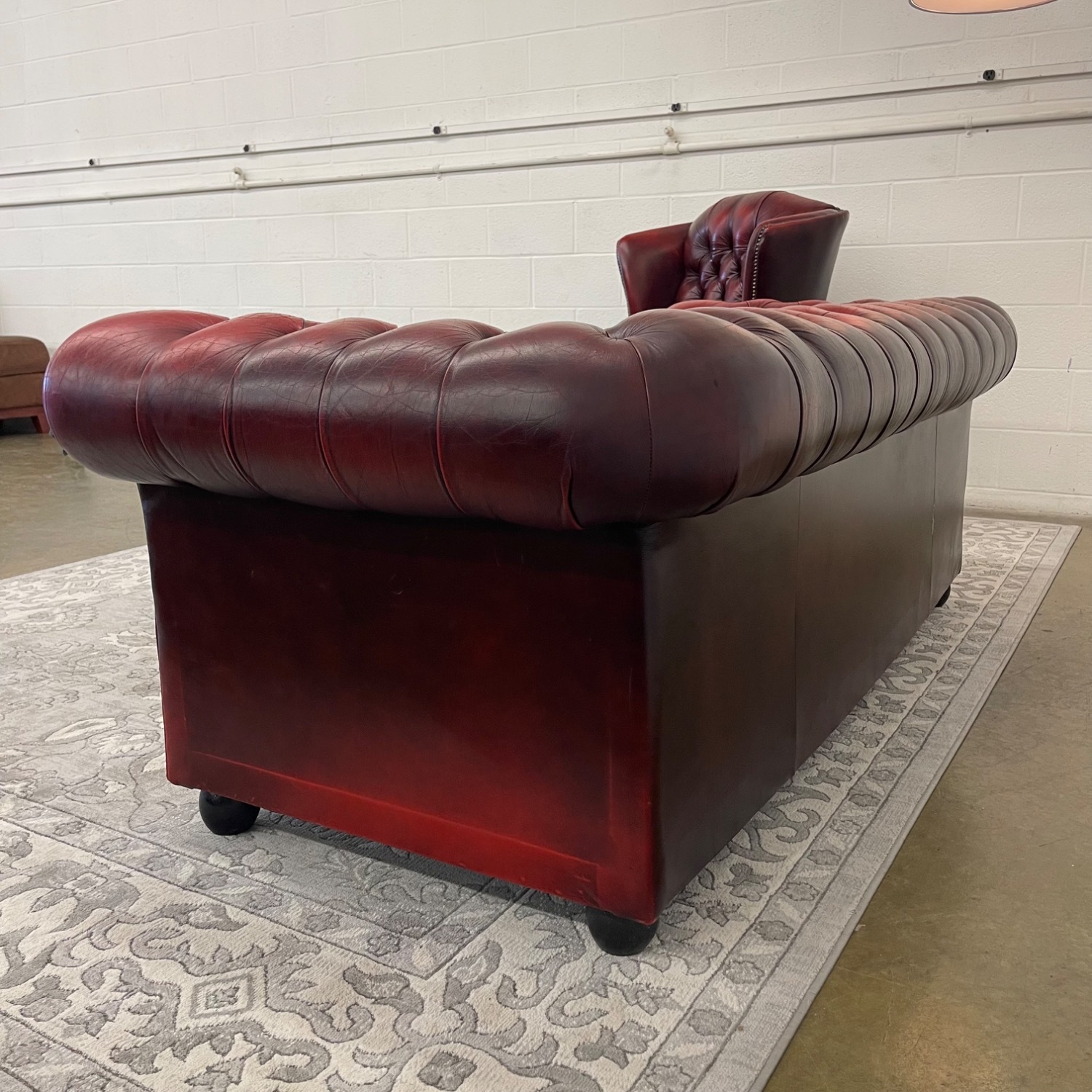 Vintage Oxblood Tufted Leather Chesterfield Sofa - image-14