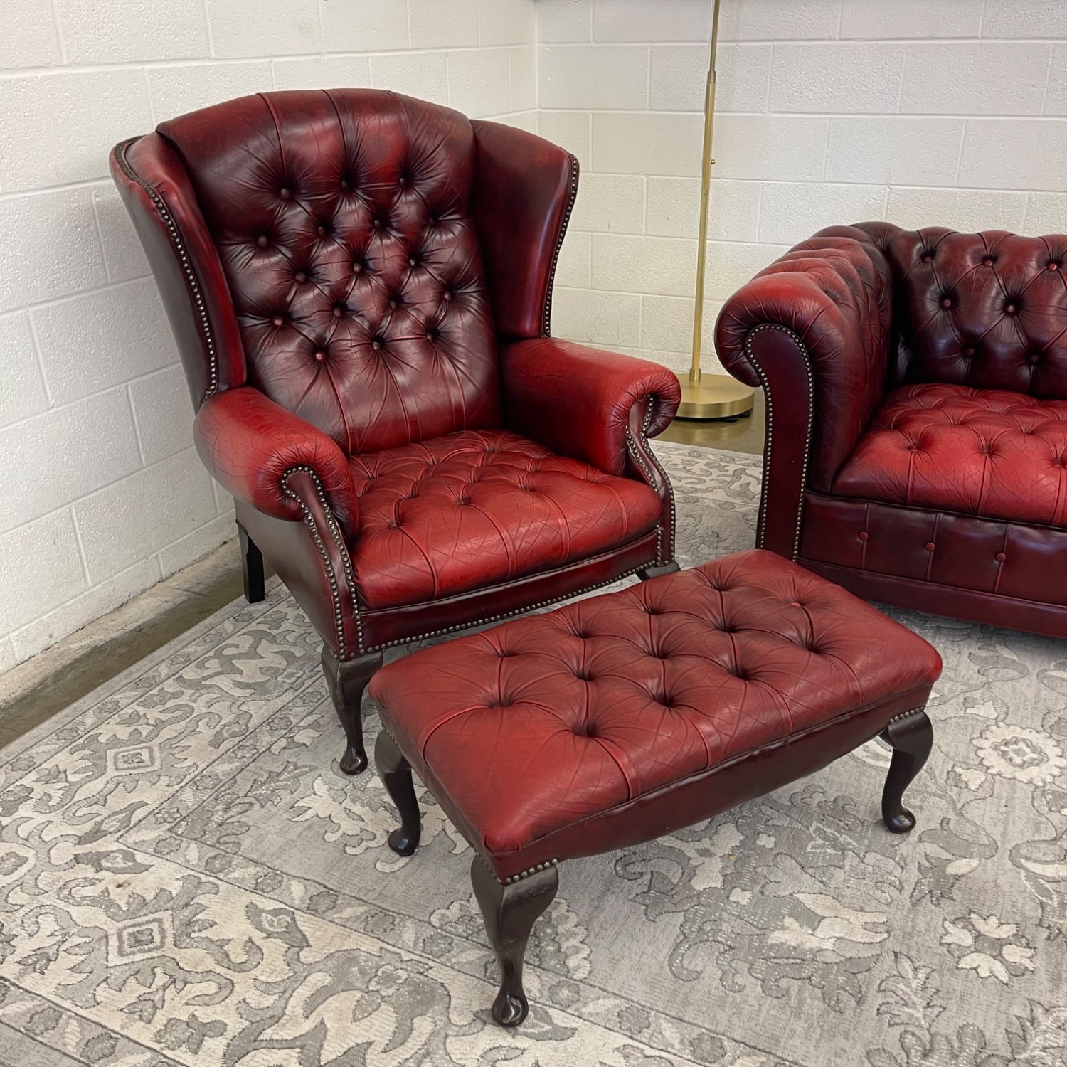 Vintage Tufted Oxblood Chair and Ottoman  - image-1