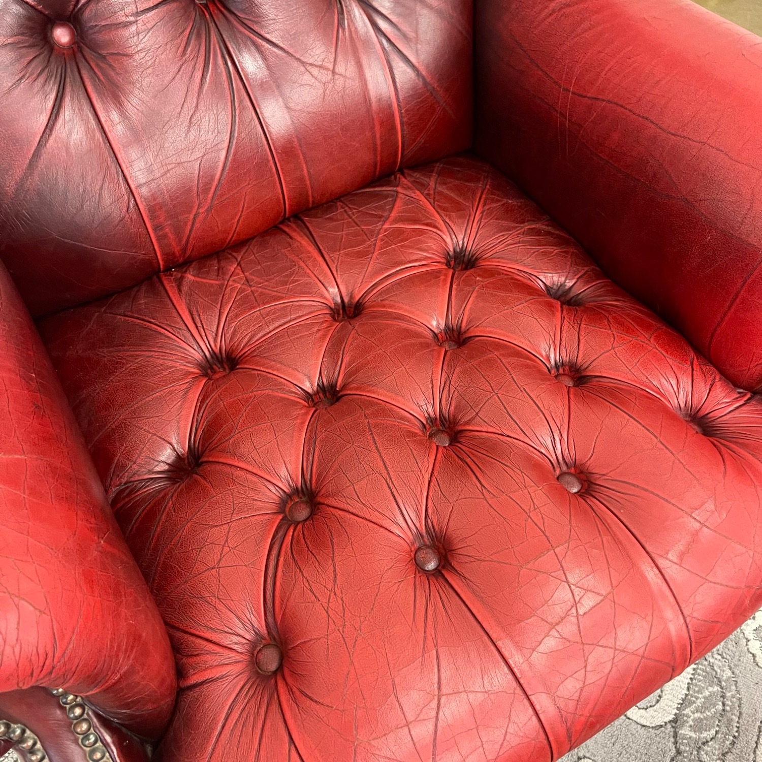 Vintage Tufted Oxblood Chair and Ottoman  - image-6