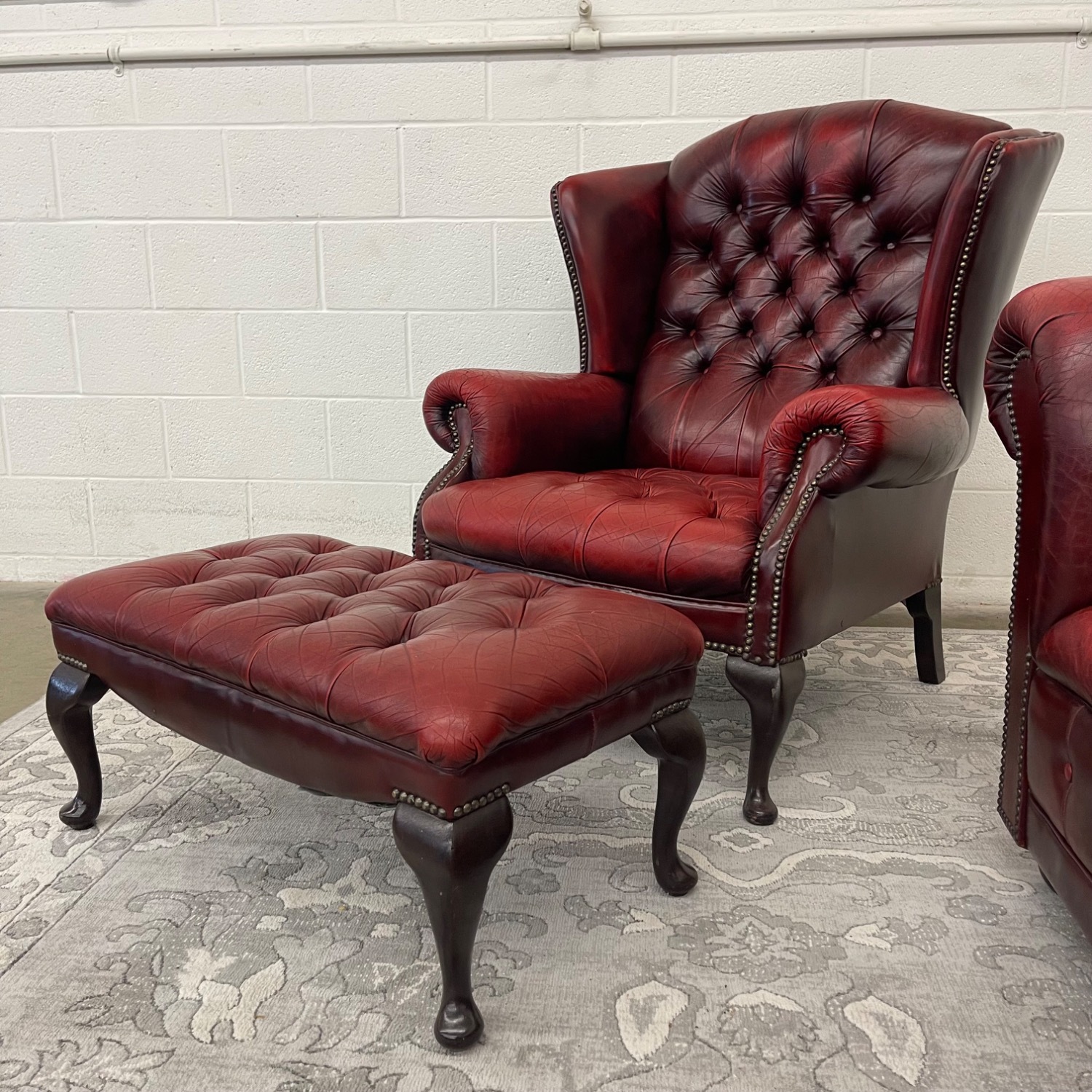 Vintage Tufted Oxblood Chair and Ottoman  - image-4