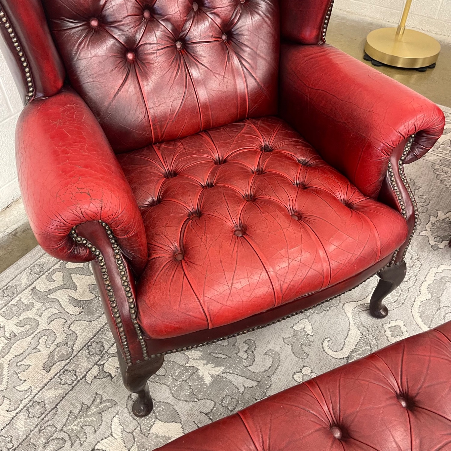 Vintage Tufted Oxblood Chair and Ottoman  - image-16