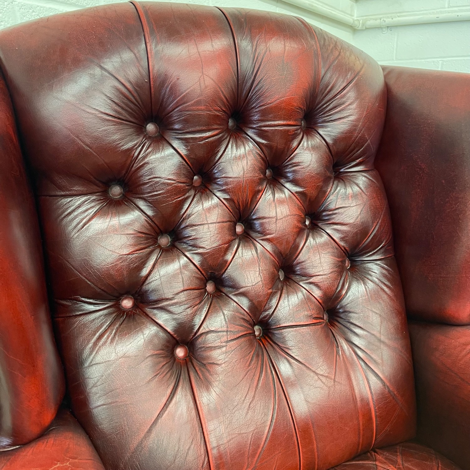 Vintage Tufted Oxblood Chair and Ottoman  - image-7
