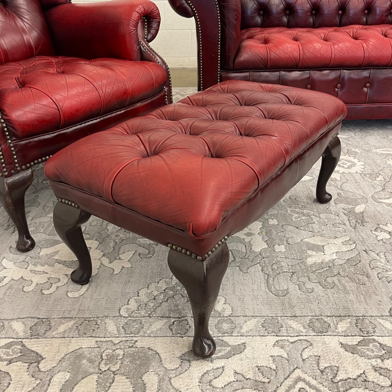 Vintage Tufted Oxblood Chair and Ottoman  - image-10