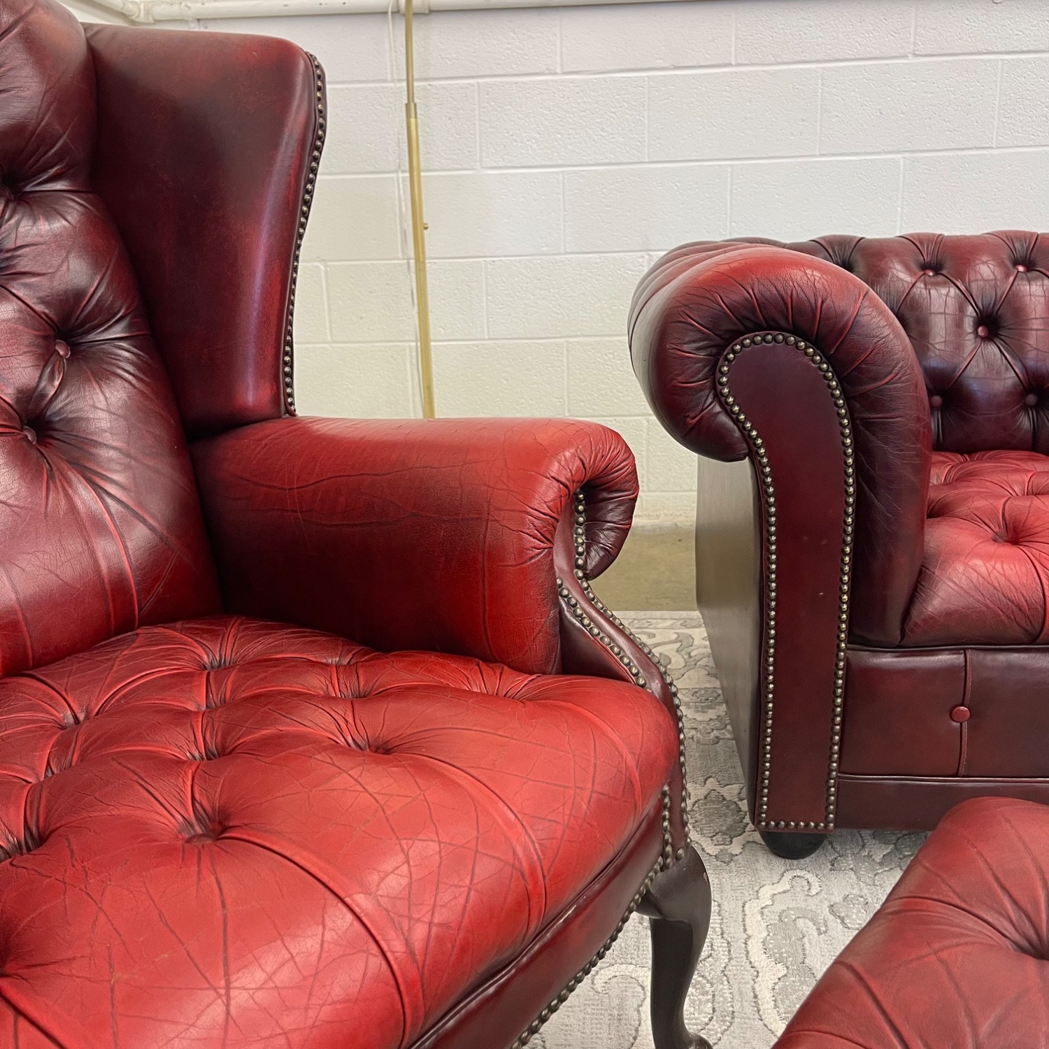 Vintage Tufted Oxblood Chair and Ottoman  - image-12