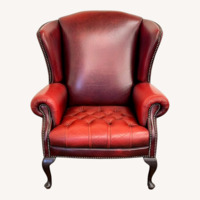 Vintage Tufted Oxblood Chair and Ottoman 