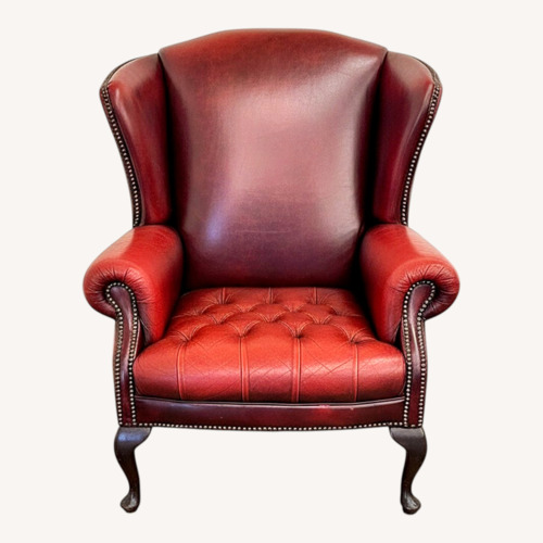 Used Vintage Tufted Oxblood Chair and Ottoman  for sale on AptDeco