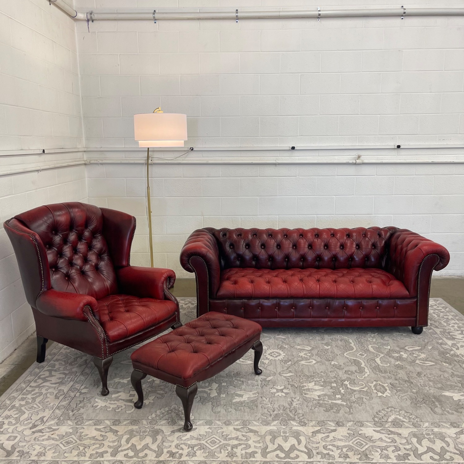 Vintage Tufted Oxblood Chair and Ottoman  - image-14
