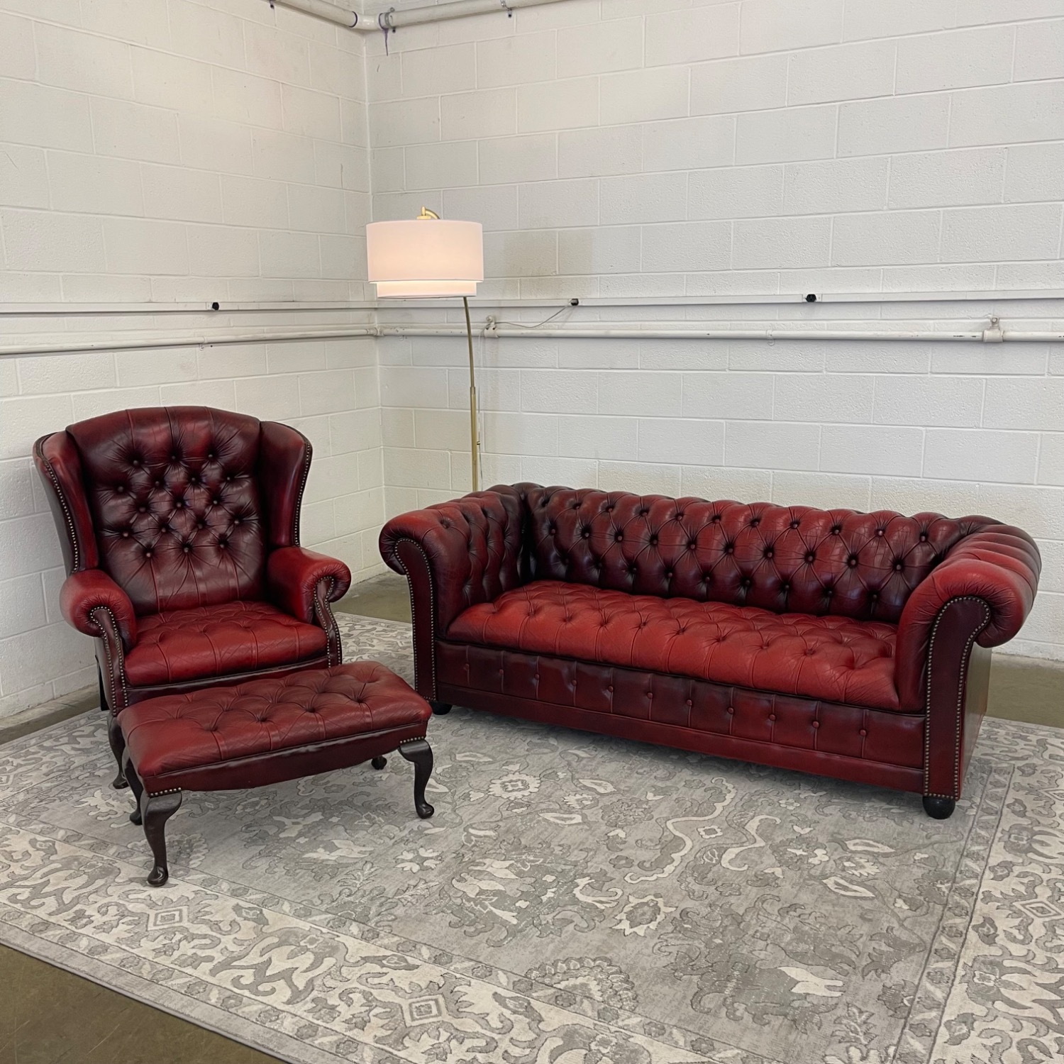 Vintage Tufted Oxblood Chair and Ottoman  - image-13