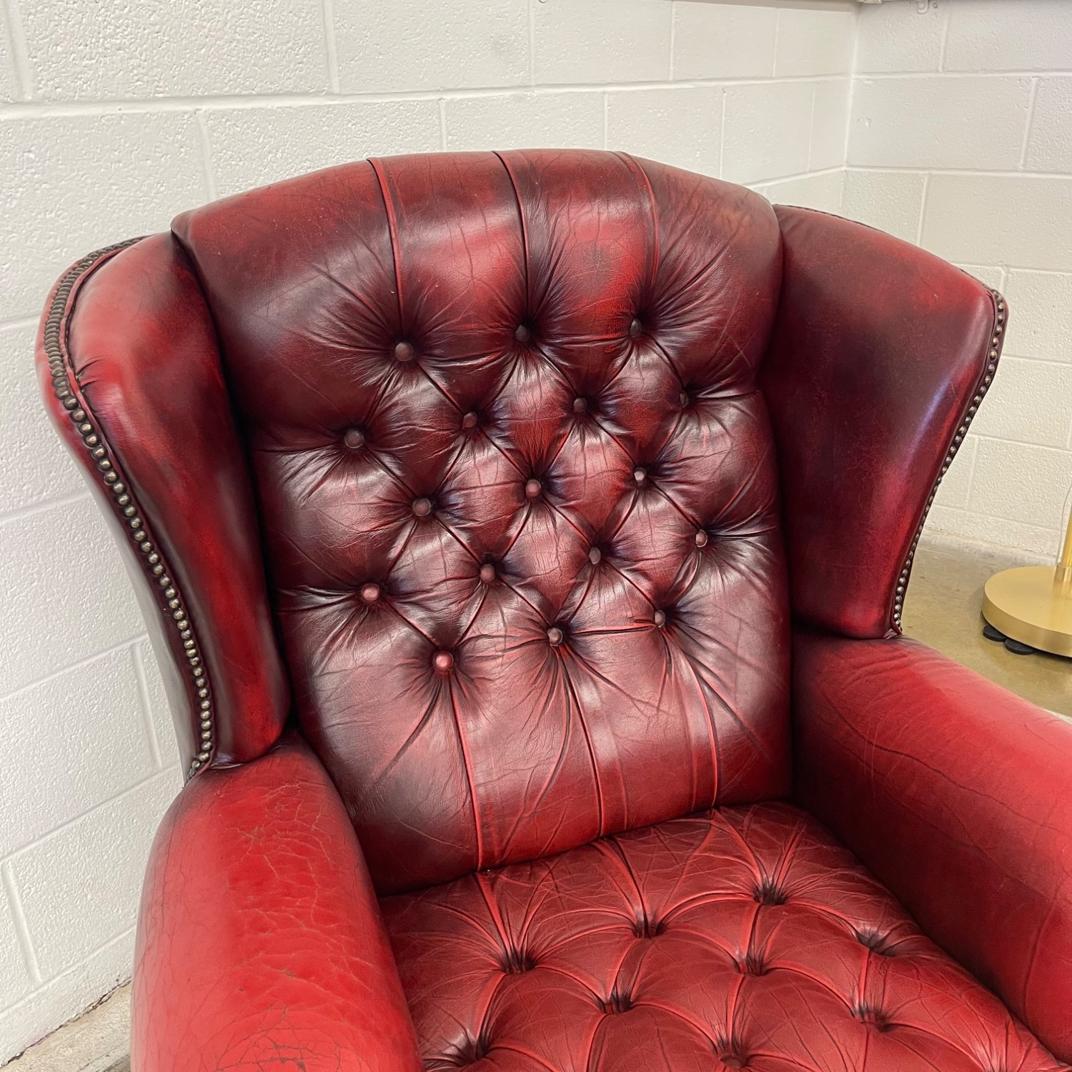 Vintage Tufted Oxblood Chair and Ottoman  - image-8