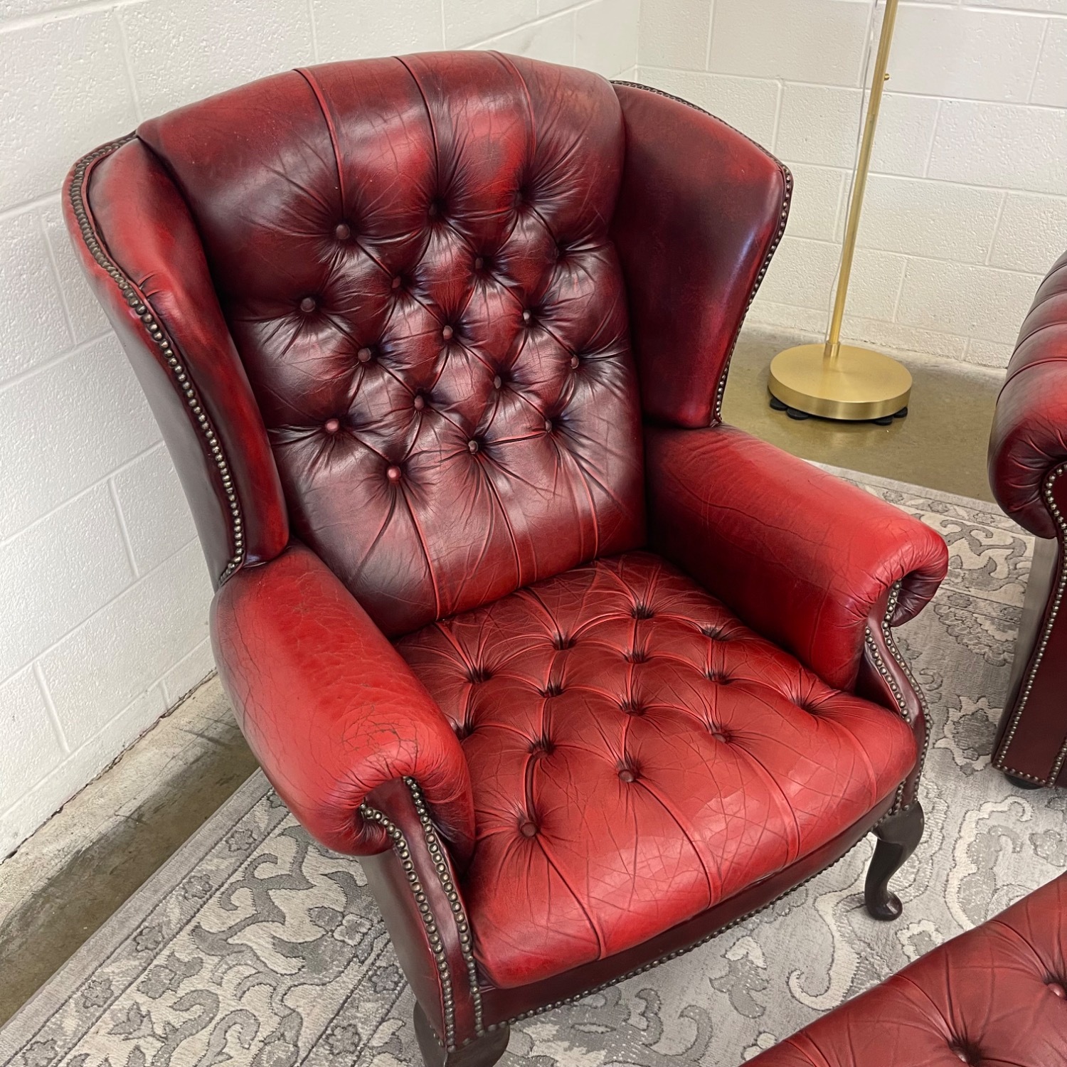 Vintage Tufted Oxblood Chair and Ottoman  - image-17