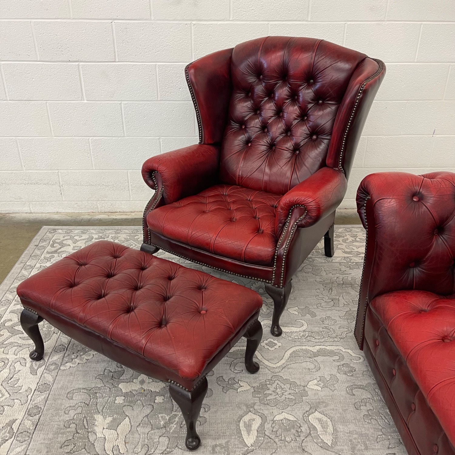 Vintage Tufted Oxblood Chair and Ottoman  - image-2