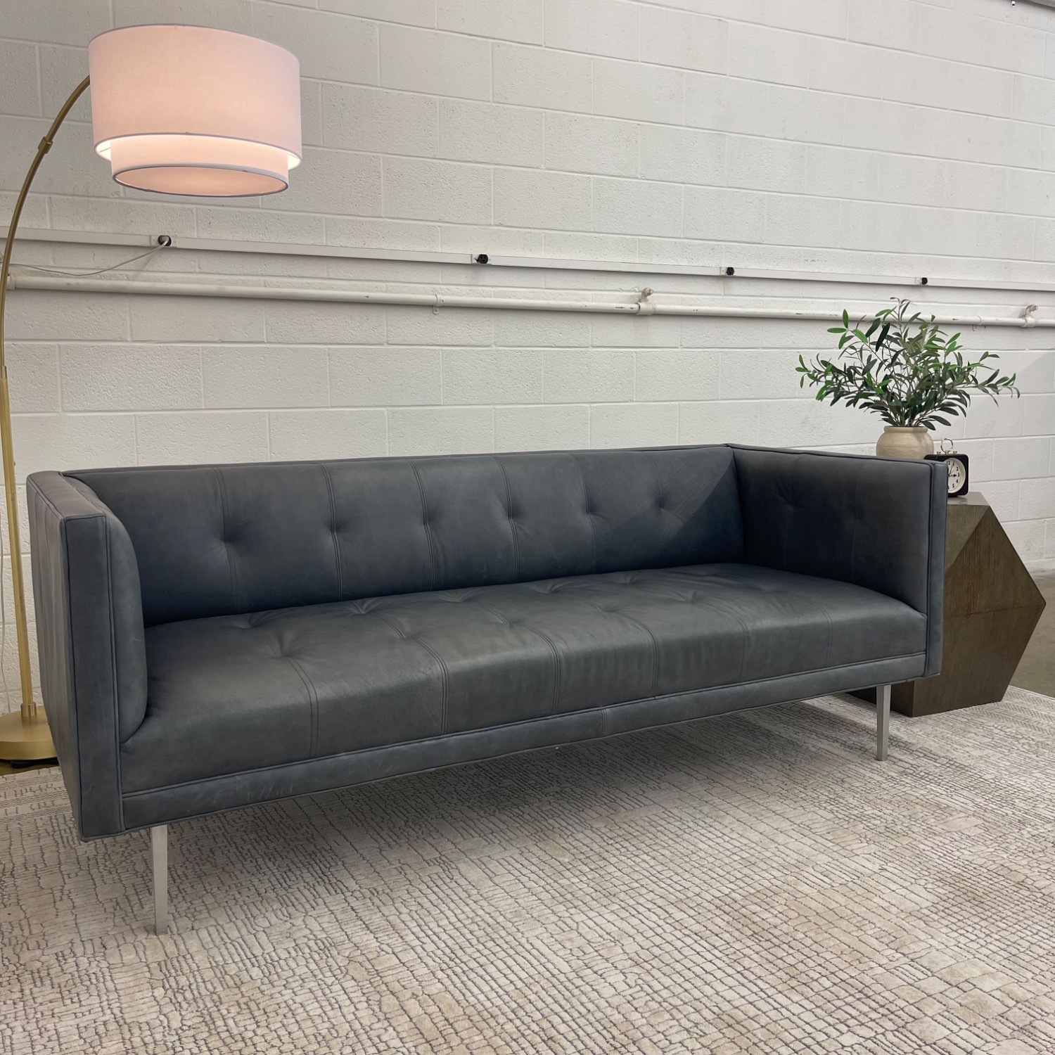 Room & Board Wynwood Light Gray Leather 3+ Seater Sofa - image-5