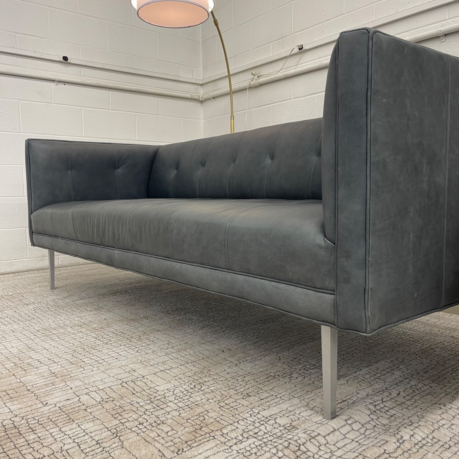 Room & Board Wynwood Light Gray Leather 3+ Seater Sofa - image-6
