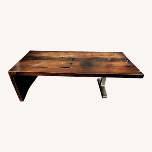 Used Antique - Dark Brown Wood & Steel Coffee Table for sale on AptDeco