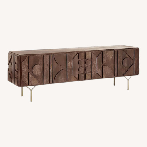 Used West Elm Dark Brown Pictograph Media Console 84" for sale on AptDeco