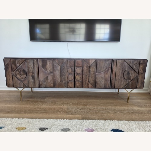 Used West Elm Dark Brown Pictograph Media Console 84" for sale on AptDeco