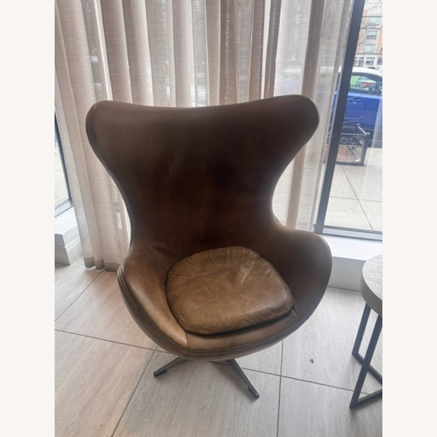 Set of 2 Egg Leather Chairs - image-3