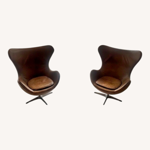 Used Set of 2 Egg Leather Chairs for sale on AptDeco
