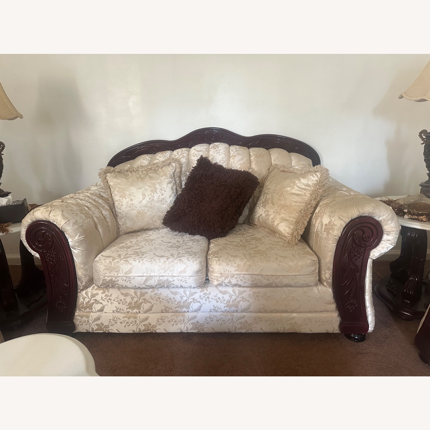 White Leather 2 Seater Sofa - image-1