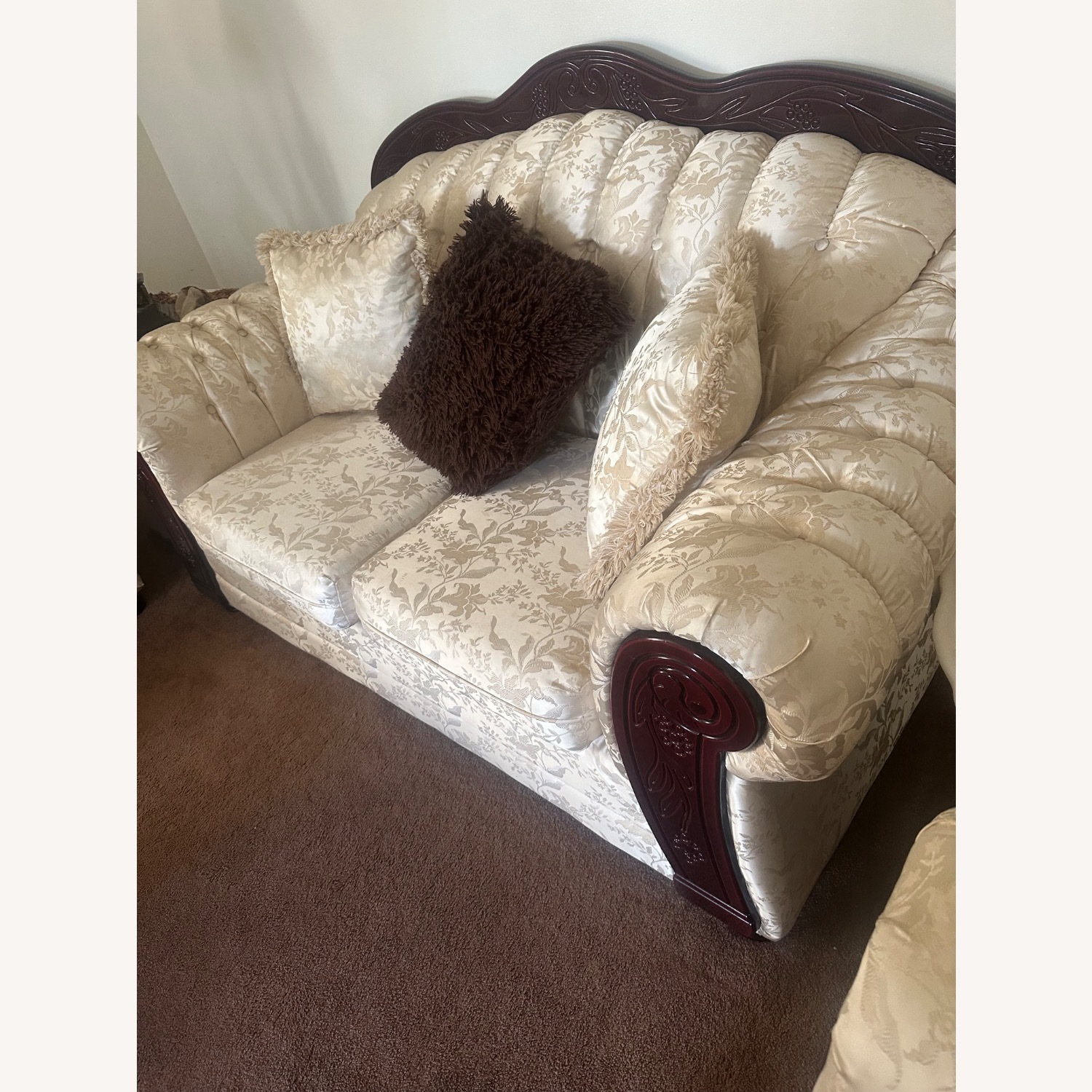 White Leather 2 Seater Sofa - image-2