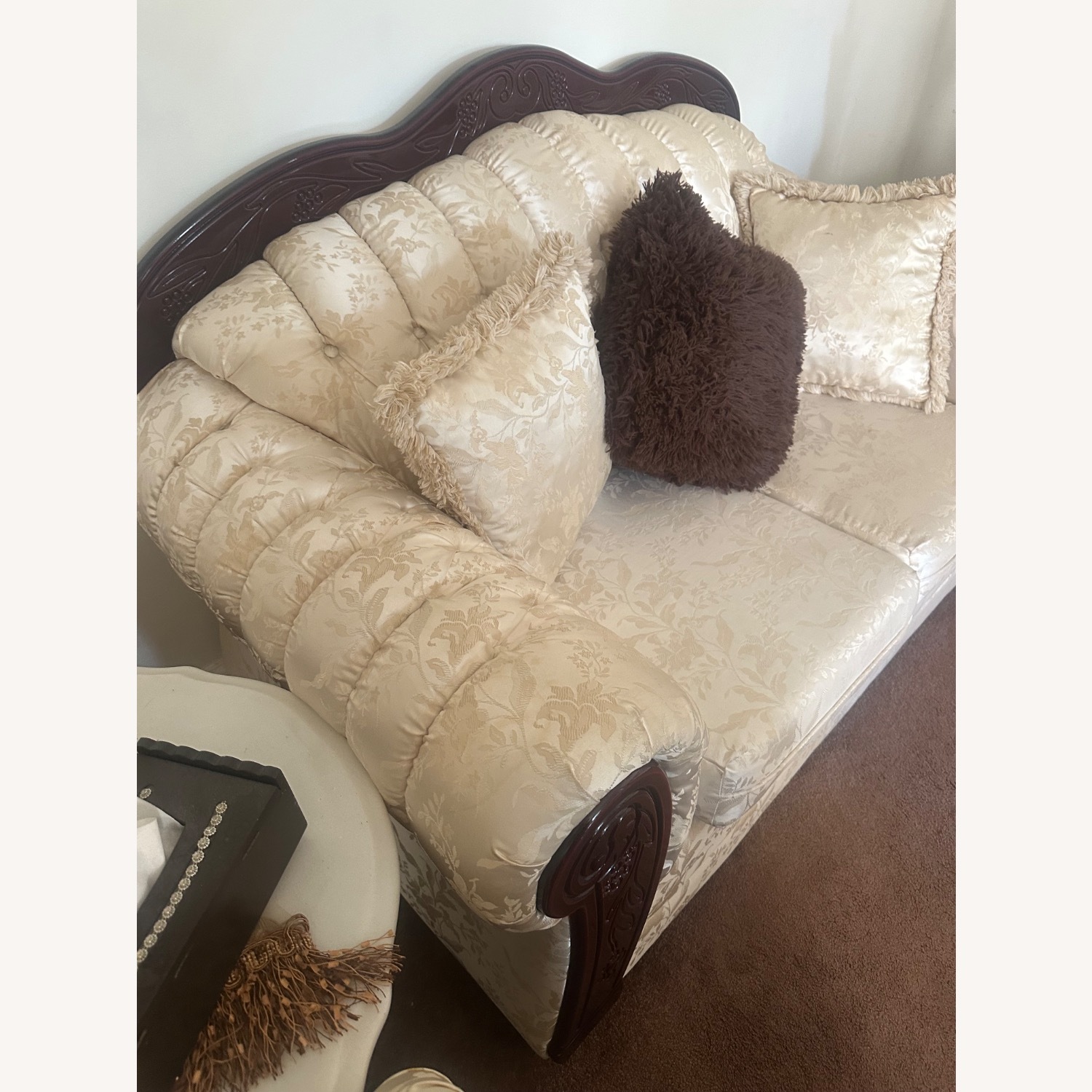 White Leather 2 Seater Sofa - image-3