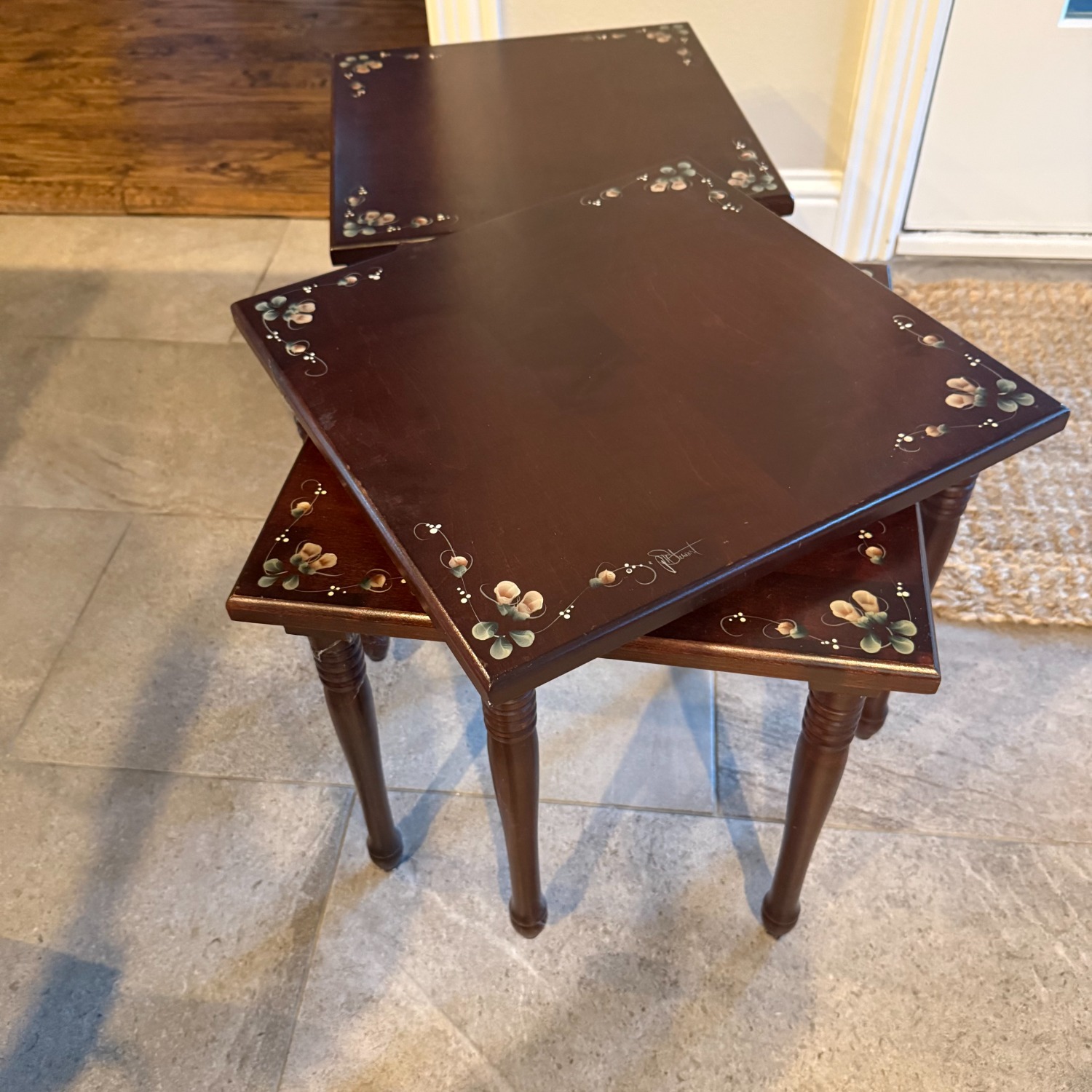 Vintage/Antique Finds Dark Brown Wood Side Tables - image-3