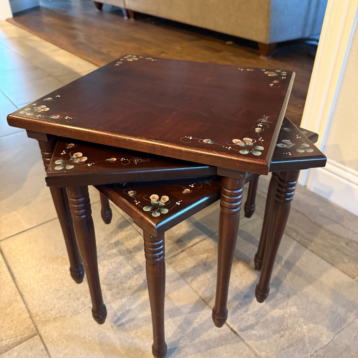 Vintage/Antique Finds Dark Brown Wood Side Tables - image-1