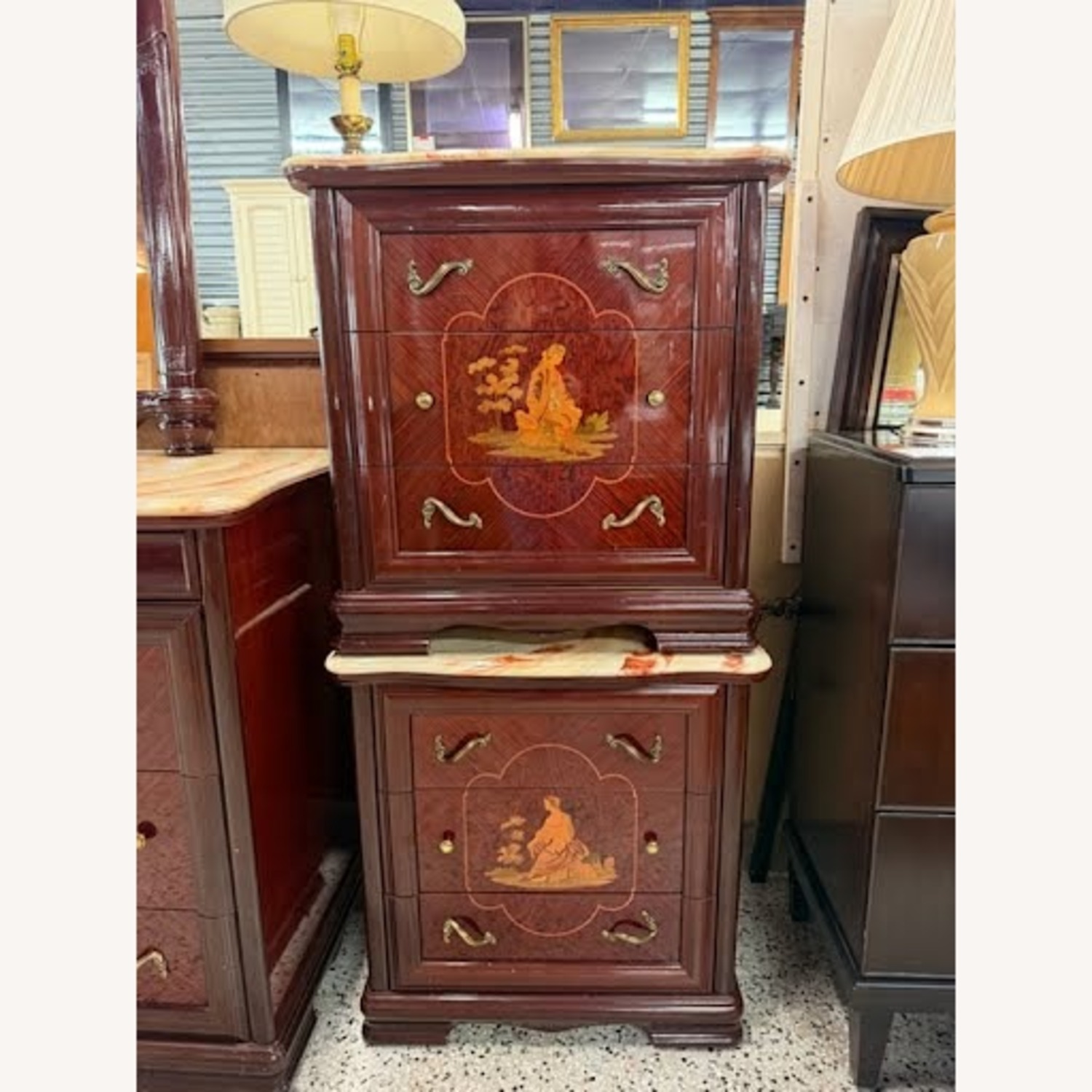 SET OF 2 Pair Italian Wood Painted Nightstand - image-5